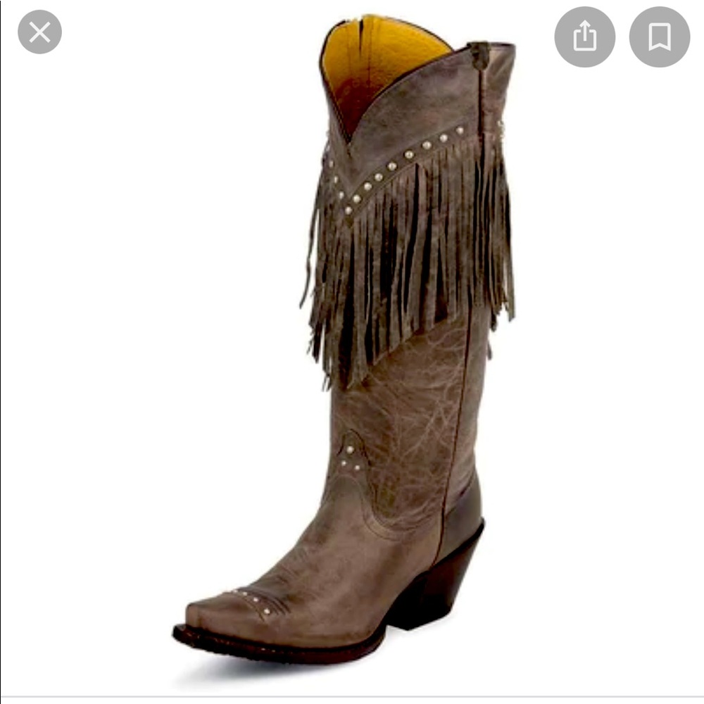 Tony Lama wing tipped fringe cowgirl boots
